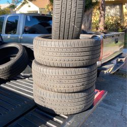 I got four tires in good condition they have about 50% to 40% size number 215/50/17