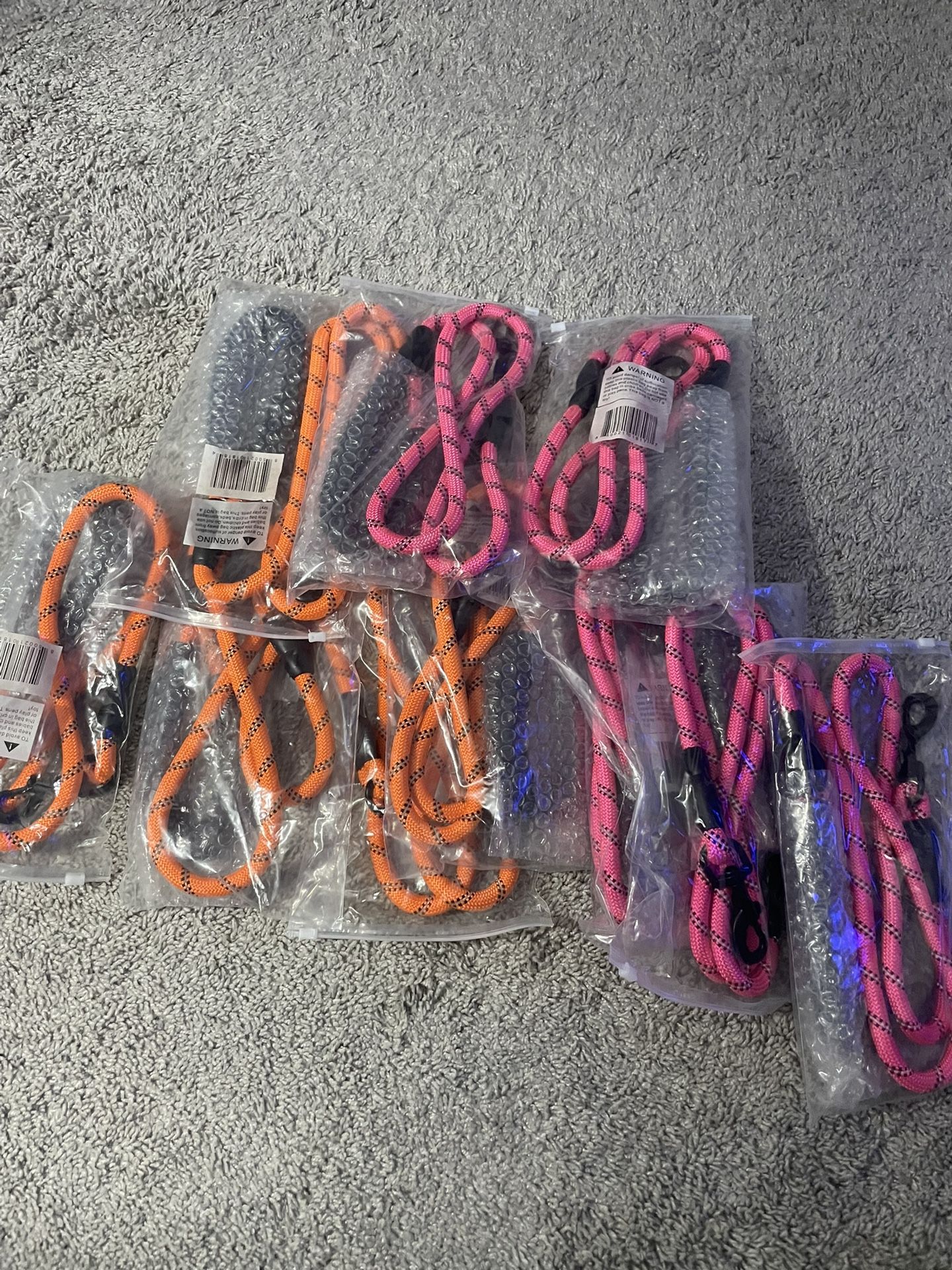 Dog Leash Heavy Duty Reflective 18 - 120 lbs Pink or Orange 4’ 11”