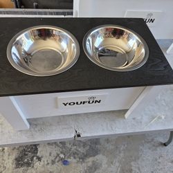 New Raised Dog Bowl with storage. For medium and large dogs! 2 sizes available. $40 each!