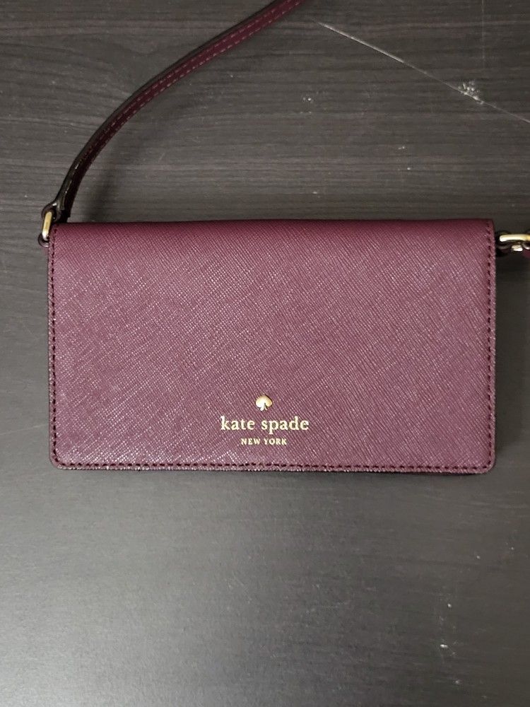 Kate Spade Burgundy Crossbody Wallet And Phone Holder