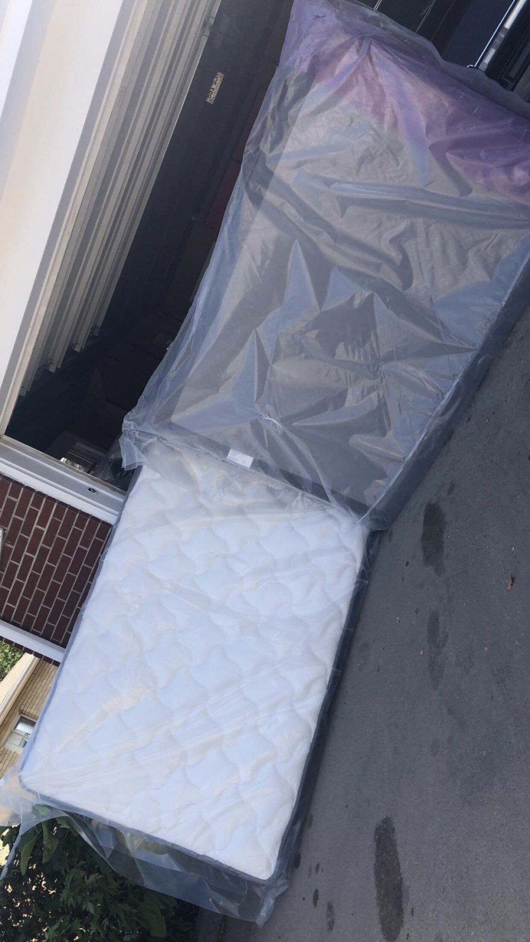 Full size mattress and boxspring and frame