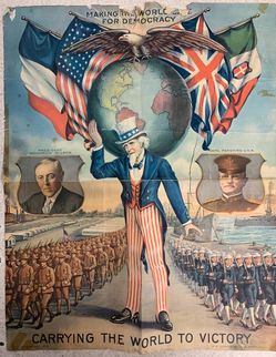 1918 WWI “Carrying the World to Victory” Original Poster – Woodrow Wilson & Pershing
