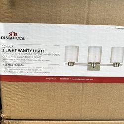 5-Brand New 3 Light Brushed Nickel Bathroom Vanity Lights