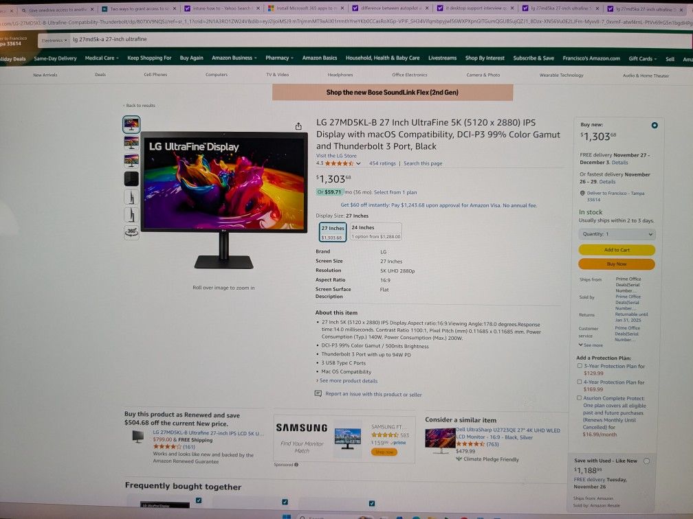 LG 27" 5K Ultra fine Monitor.