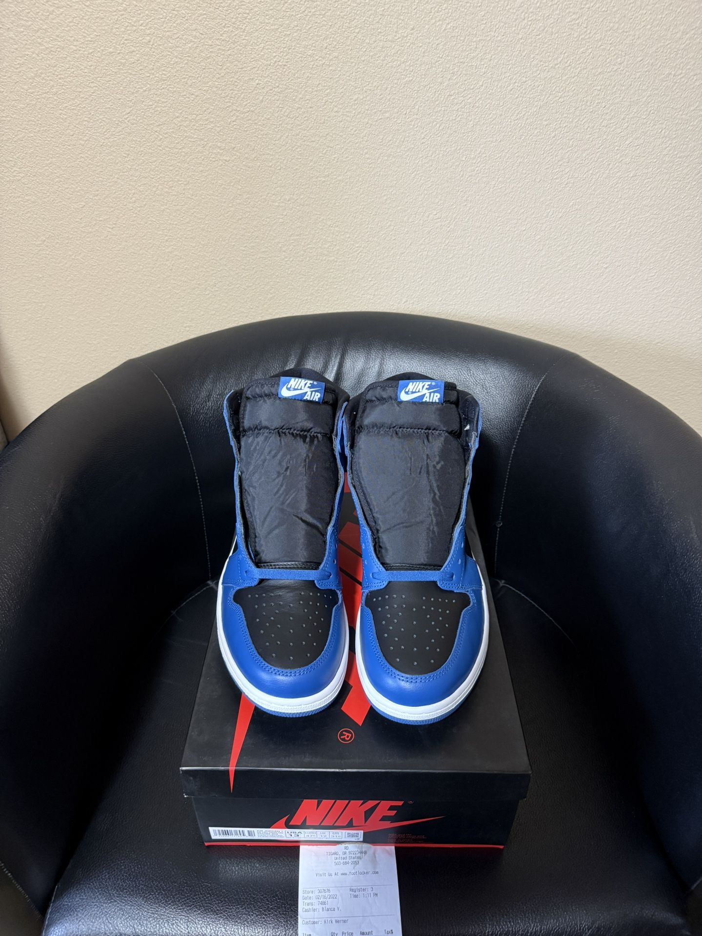 Brand new Air Jordan Marina blue 1’s size 13 with original box and proof of purchase.