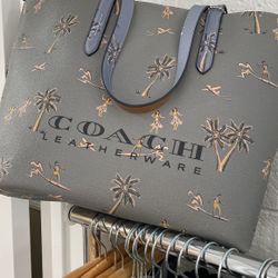 Coach Bag Hobo. Light Gray With Design.