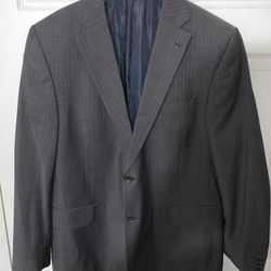 Punta Setta Men's 42S Virgin Wool Pinstripe Suit Jacket Blazer Gray Woolmark  