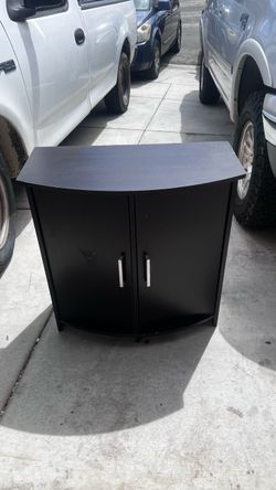 Black Wood Cabinet with Double Doors
