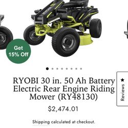 🔥🔥🌟⭐️🌟RYOBI RIDE ON LAWNMOWER🌟⭐️🌟🔥🔥