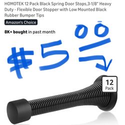 Black Spring Door Stoppers 12pack 