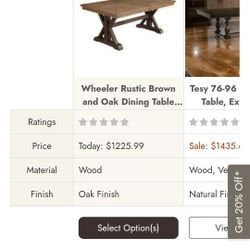 Pascaline dining table (Compared $1,225) minor scratches but easy to restore (2 Free Vases Flowers)