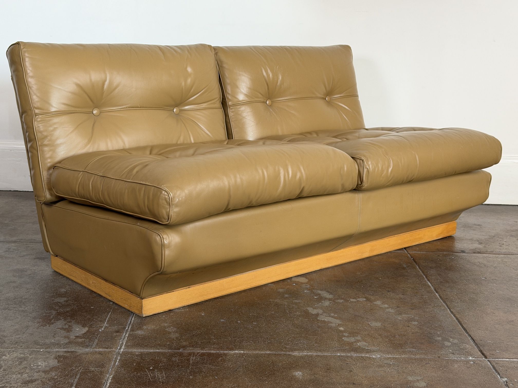 1960s Leather Loveseat By Cassina