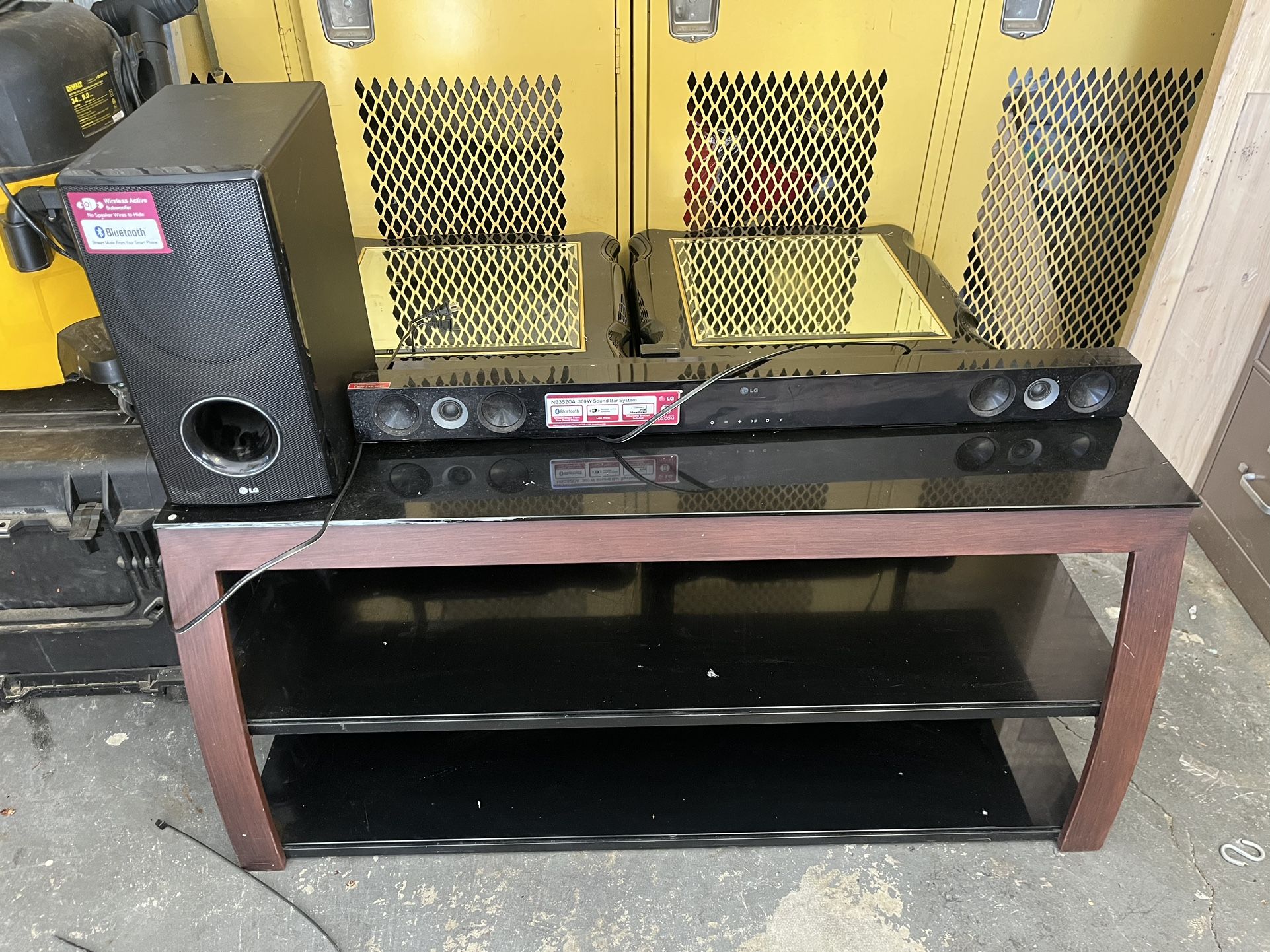 55” TV Stand Glass With Wood Finished Metal