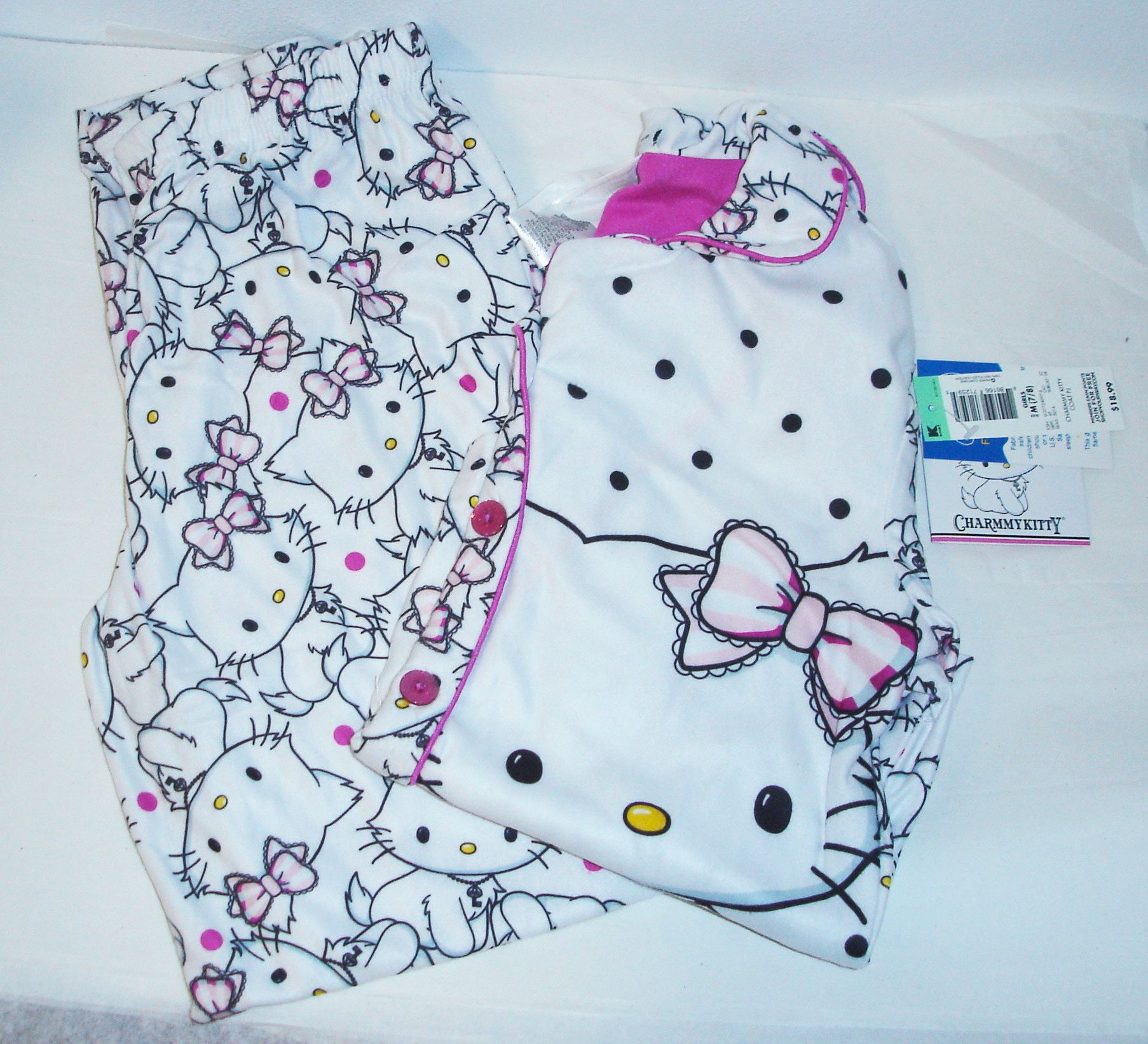 Girls Size Medium 7/8 New With Tags Hello Kitty Flannel Pajamas