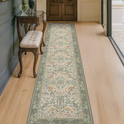 Runner Rug 2”x6” - Floral & Bird Runner Rug for Kitchen Floor, Hallway, Laundry Room, Bedroom, Entranc