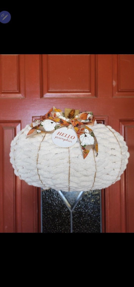 Yarn Pumpkin Wreath