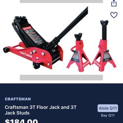 Craftsman  3 Tons Floor Jack with Jack Studs