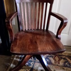 Antique Wood Desk Chair 