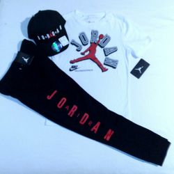 Jordan Boys Youth 3pc Jogger Set With Cap- Medium 