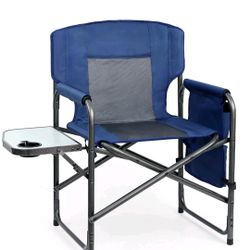 🆕 Brand New Heavy-Duty Folding Director’s Chair with Side Table & Storage Bag – 450lb Capacity
