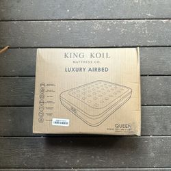 King Koil Luxury Queen Size Air Mattress with Built-in High-Speed Pump Best for Home, Camping, Guests, 13" Queen Size Luxury Double Airbed Adjustable 