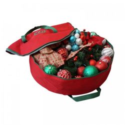 Red 30 inch Christmas Wreath Garland Ornament Storage Bag 100% New