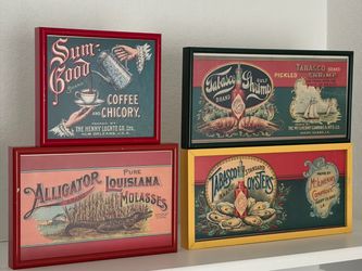 Set of 4 Custom Framed Louisiana / Tabasco Kitchen Art Signs