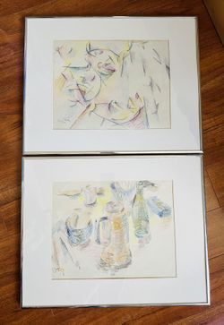 Sonia Katz American Painter Two Watercolor Pencil Painting