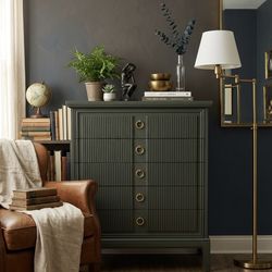 Beautiful Bassett Solid Wood Juniper Green Tall Chest