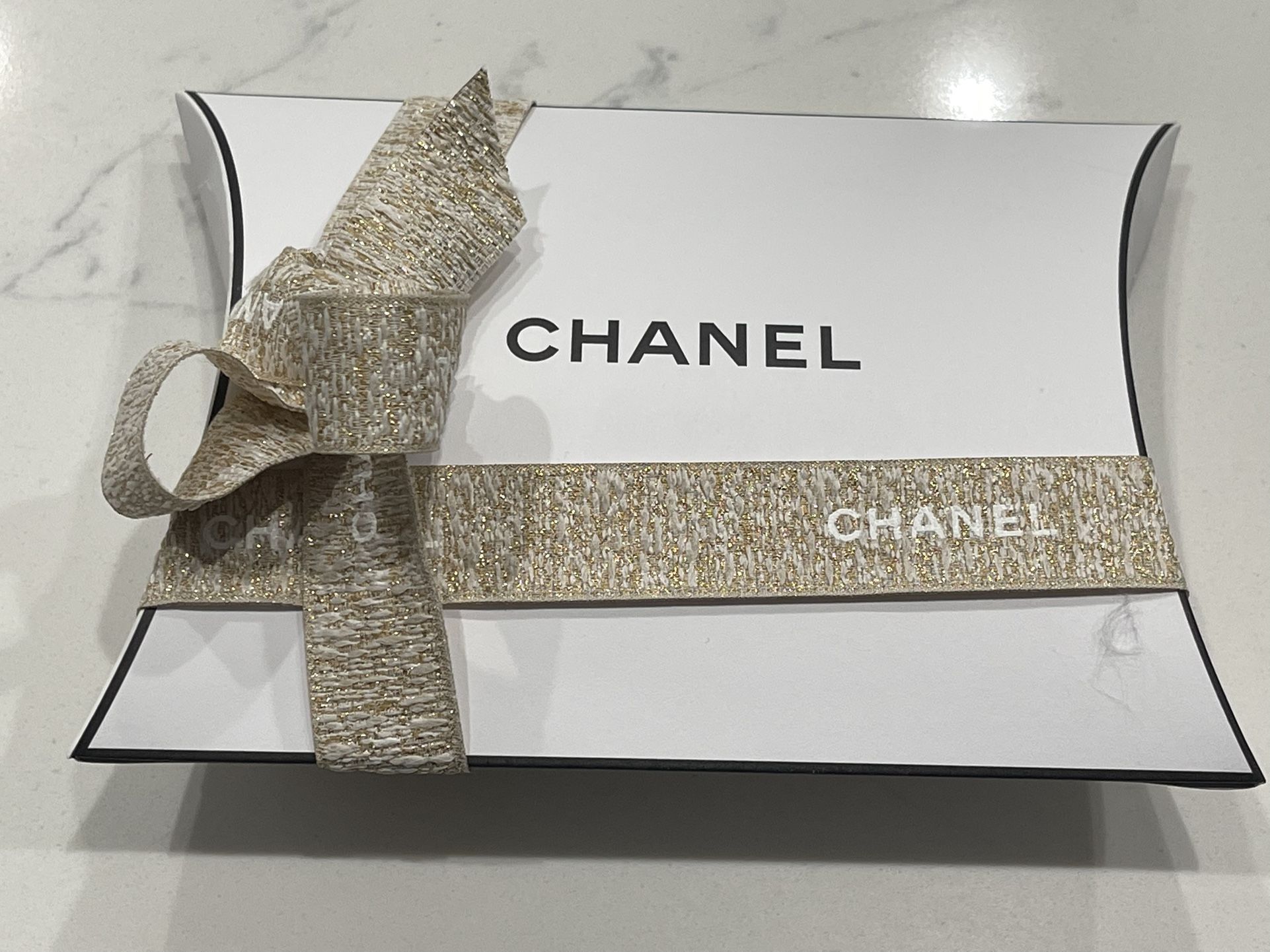 CHANEL Pillow Pack Empty Gift Box Container for Jewelry/Makeup, Ribbon, & Tissue