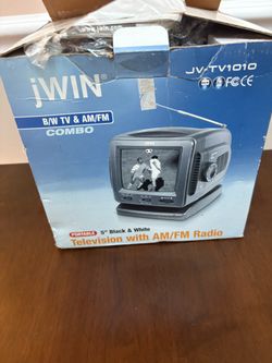 JWIN JV-TV1010 5" Inch Black And White TV & AM/FM Radio Receiver NIB Sealed