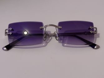 JAMES ORO Authentic II Sunglasses. Silver Frame. Purple tint