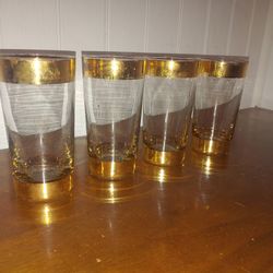 (4) VINTAGE GOLD ENCRUSTED BEER GLASSES