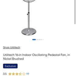 Utilitech 16-in Indoor Oscillating Pedestal Fan, in Nickel Brushed