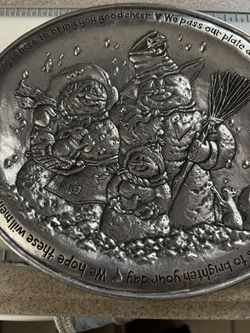 Carson Statesmetal Snowman Pewter Plate