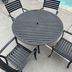Patio Dining Set Aluminum Round Table with 4 Chair