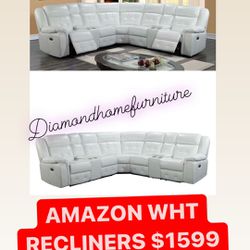 AMAZON WHITE SECTIONAL RECLINER /$29 DOWN