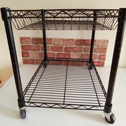 Rolling Black Metal Cart Storage Craft Toys Organization Shelf Bin Locking Wheels