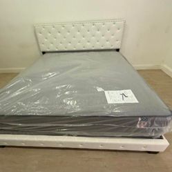 New Bed Frame King Size With Box Spring Set Diamond Headboard Bed Mattress With Box Spring Set Free Delivery 