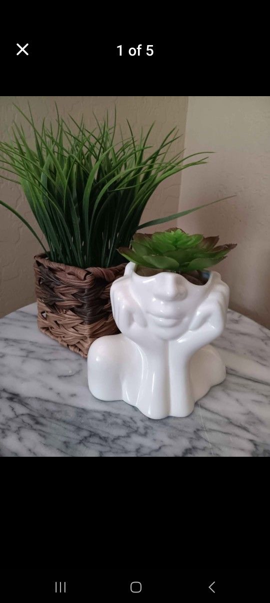 Ceramic Pot With Artificial Succulent, Fun Decor