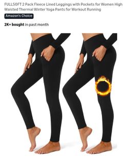 2 Packe SIZE SMALL/MEDIUM fleece Lined Leggings NEW