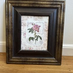Wooden Frame Floral Artwork 16"W x 18"H