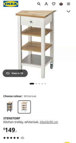 Kitchen trolley, white/oak, 45x43x90 cm