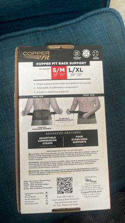 Copper Fit Back Support Brace S/M Faja de trabajo para espalda
