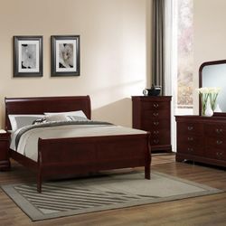 New! Cherry 5PC Queen Bedroom Set
