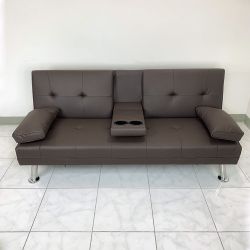 New In Box $155 Folding Futon Sofa Bed Recliner Convertible Couch 65x30x31 Inches, Brown/Gray 