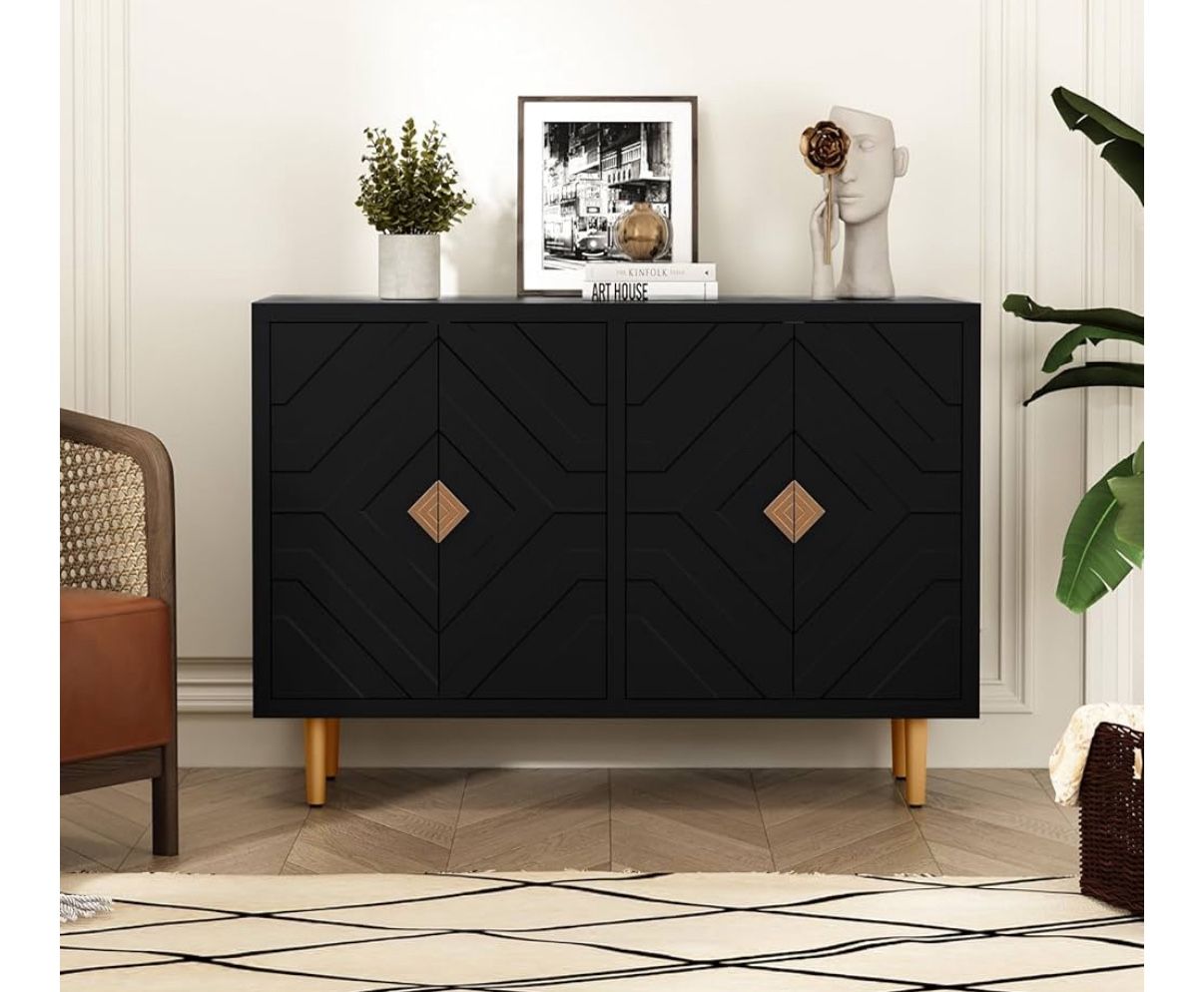 48" Accent Cabinet with 4 Doors and Shelves, Modern