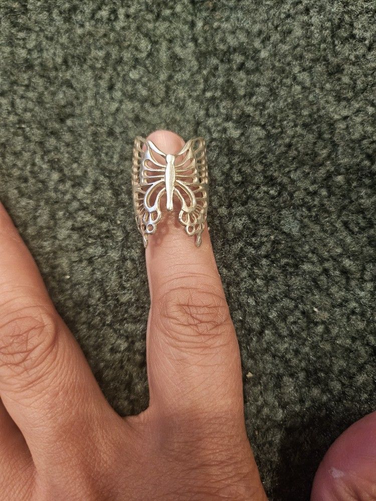 Silver Vintage Filigree Butterfly Large Ring