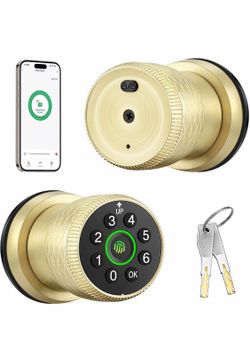 Leydebong Smart Door Lock Fingerprint Keypad Bluetooth App Auto Lock Gold