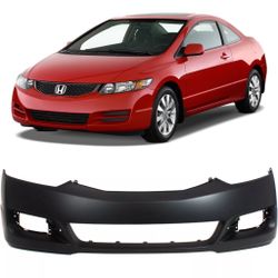 Honda Civic Coupe Front Bumper for 2009 to 2011 OEM Material Polypropylene Black Primed NEVER FOLDED